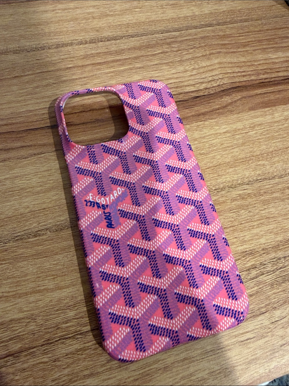 Goyard Pink and Purple iPhone 15 pro max Phone Case